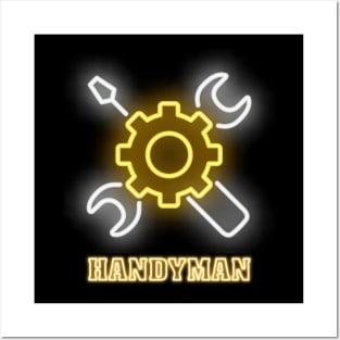 Handyman Neon Style Posters and Art